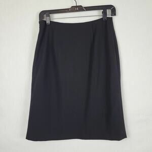 Office Siren Ralph Lauren Womens Corpcore Black Wool Pencil Side Zip Skirt 4P